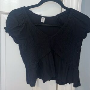 Black Smocked Blouse